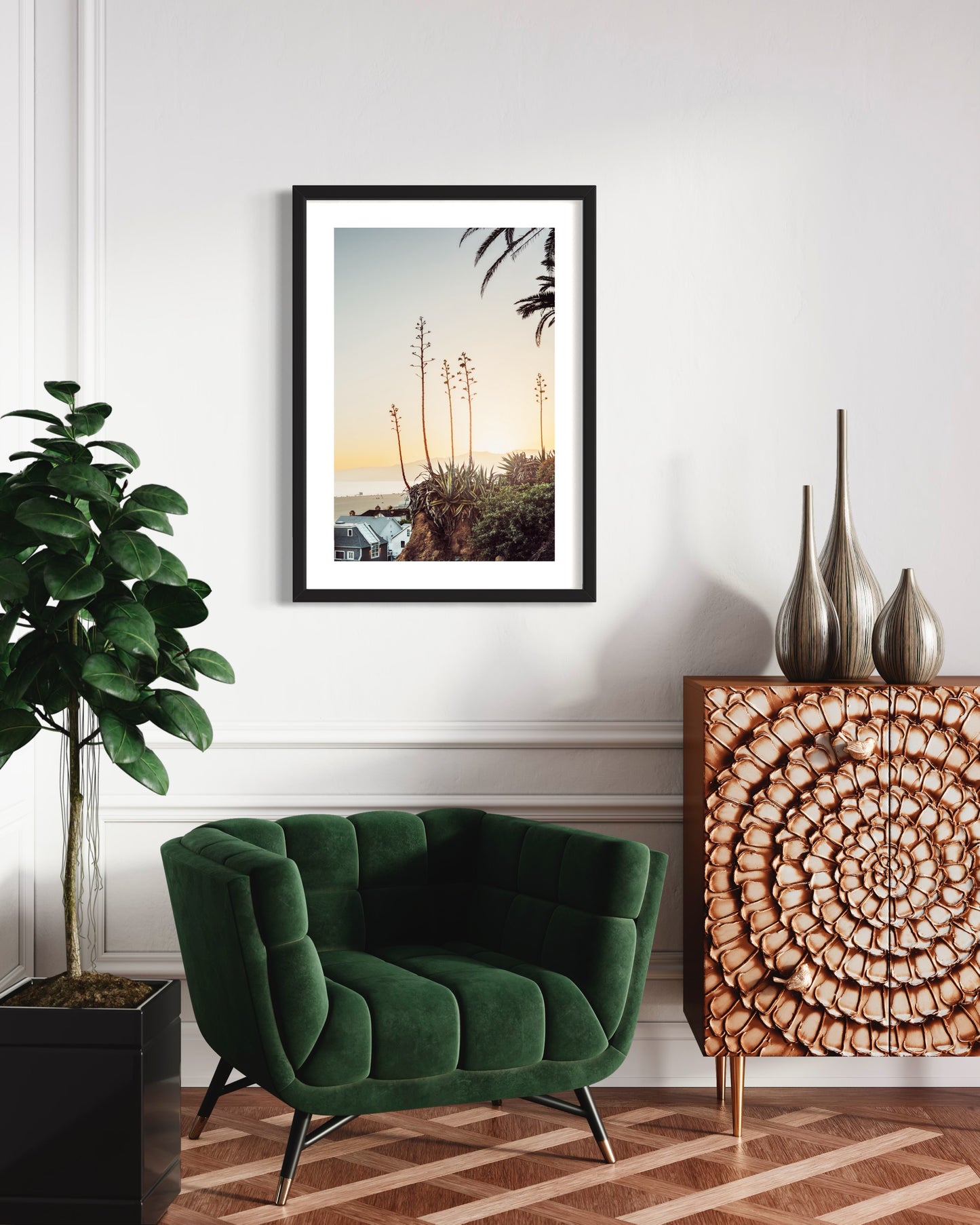 Original Work "Santa Monica Agaves Sunset", framed and print-only options