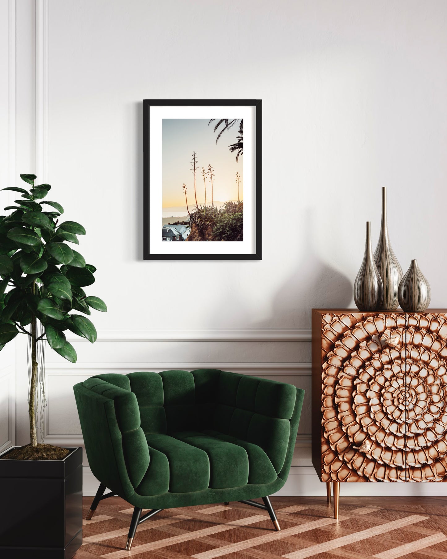 Original Work "Santa Monica Agaves Sunset", framed and print-only options