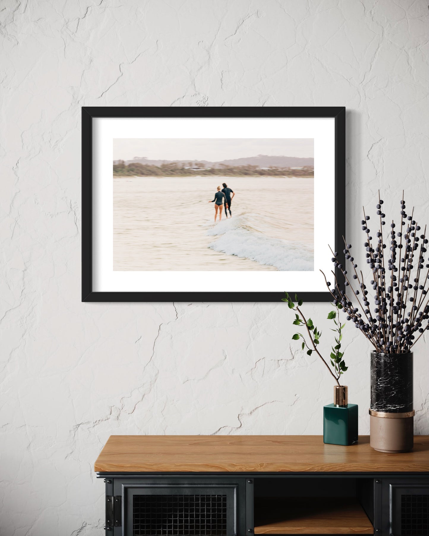 Original work "Byron Bay Share a Wave", framed and print-only options