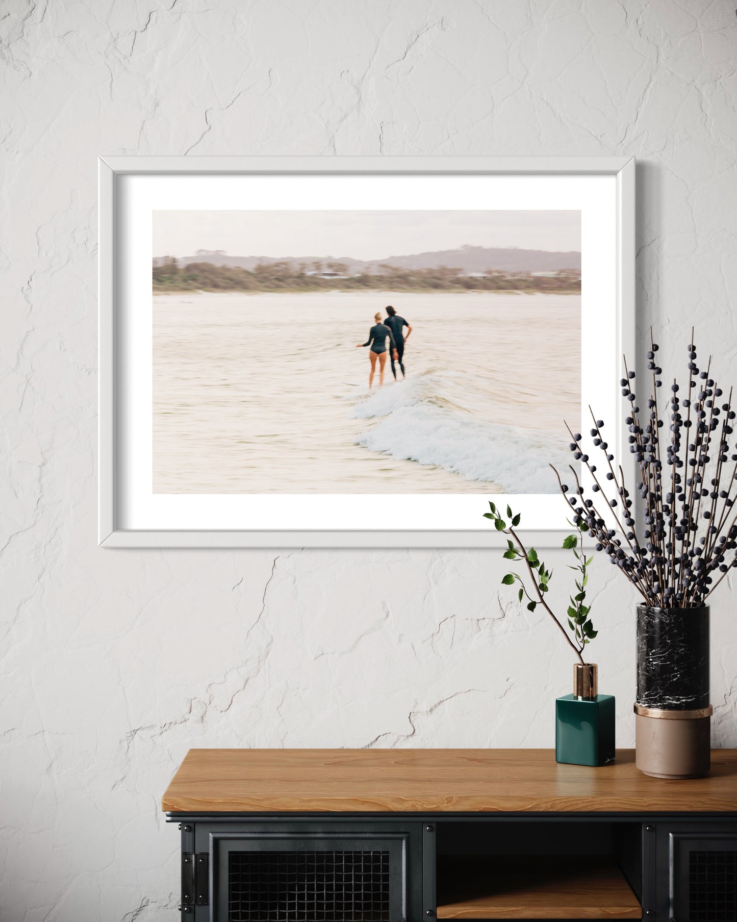 Original work "Byron Bay Share a Wave", framed and print-only options