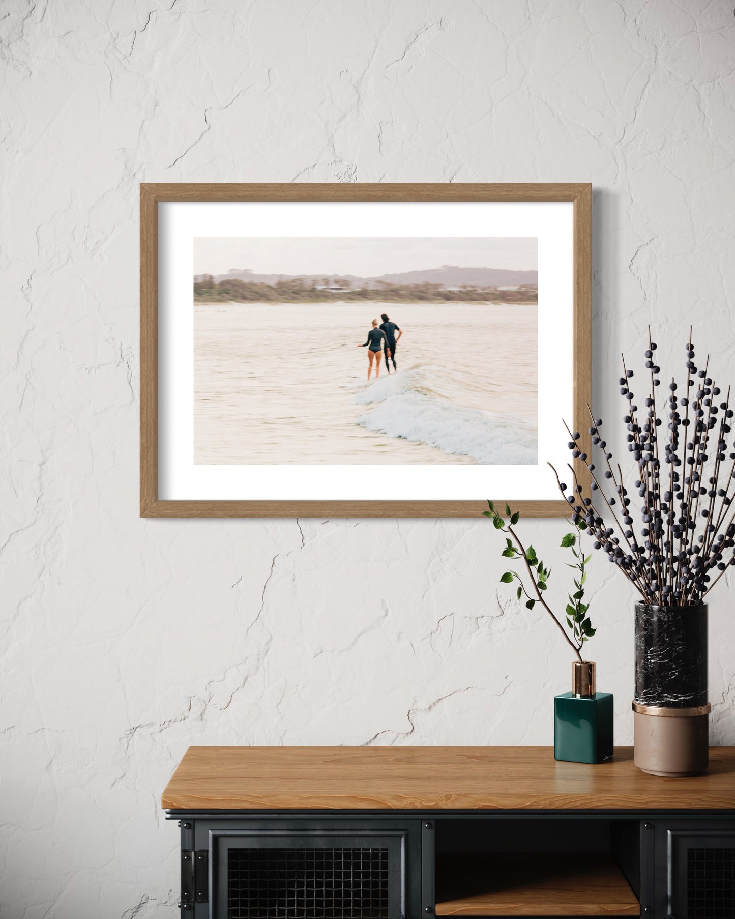 Original work "Byron Bay Share a Wave", framed and print-only options