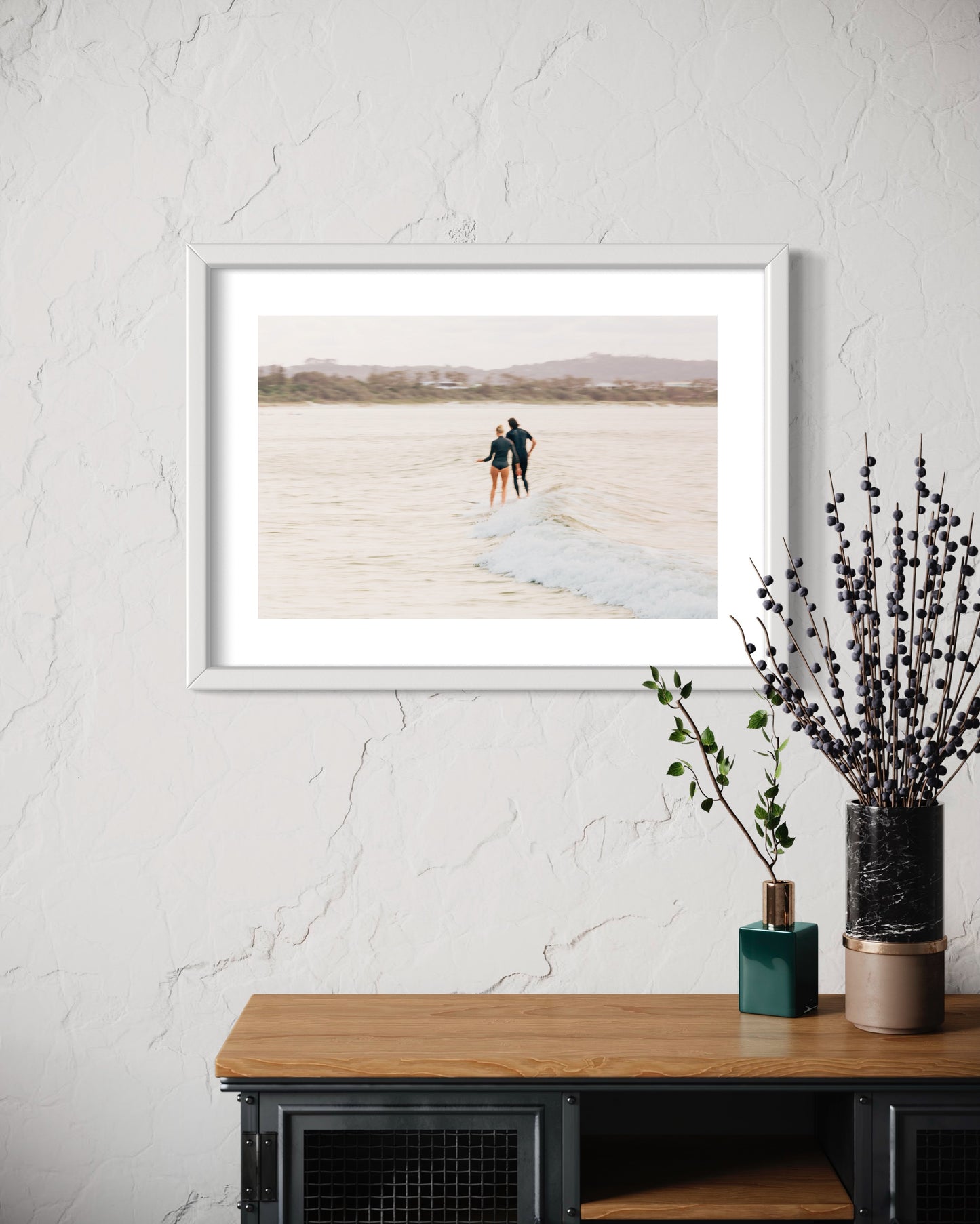 Original work "Byron Bay Share a Wave", framed and print-only options